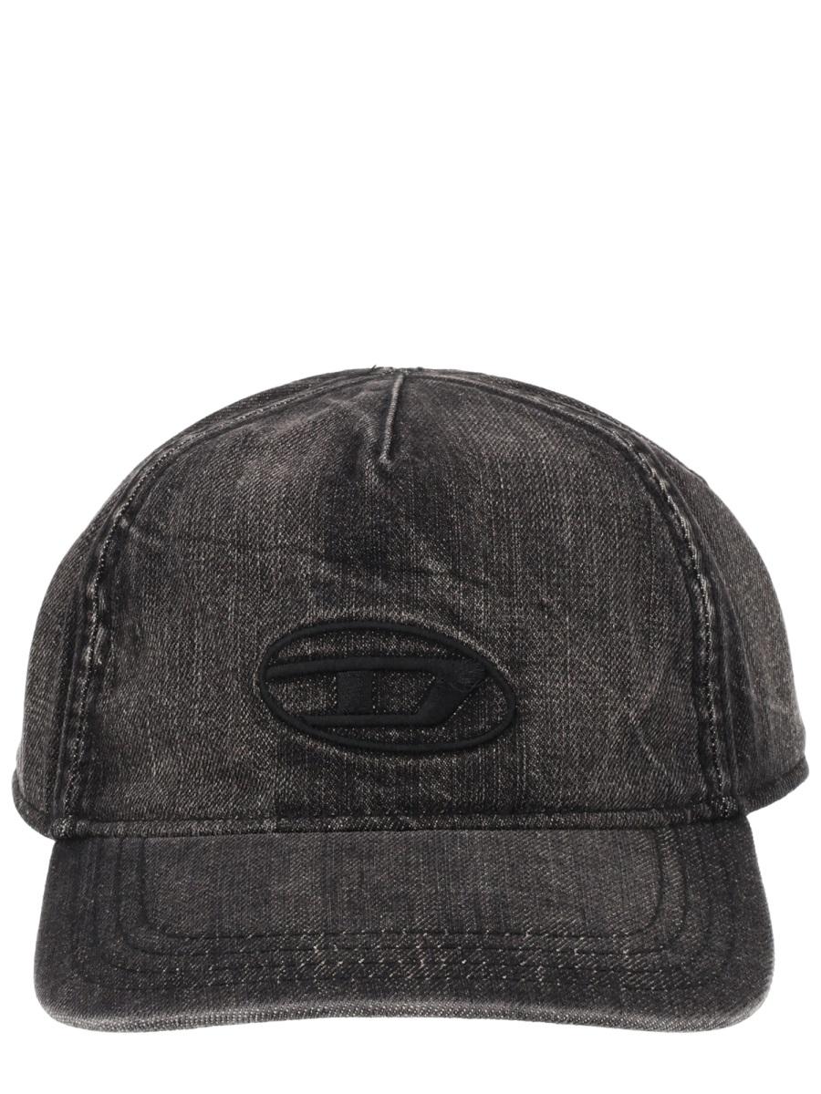 DIESEL Black Cotton Baseball Cap for Men
