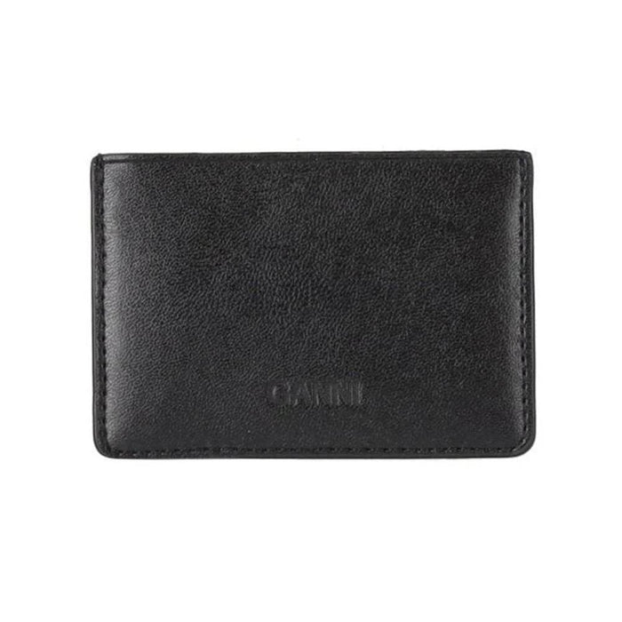 GANNI Black Poodle Print Leather Card Holder A6769 099