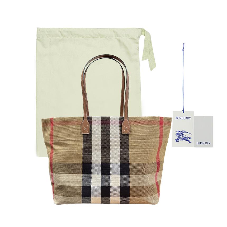 BURBERRY London Check Medium Tote Shopper Bag Taupe Brown