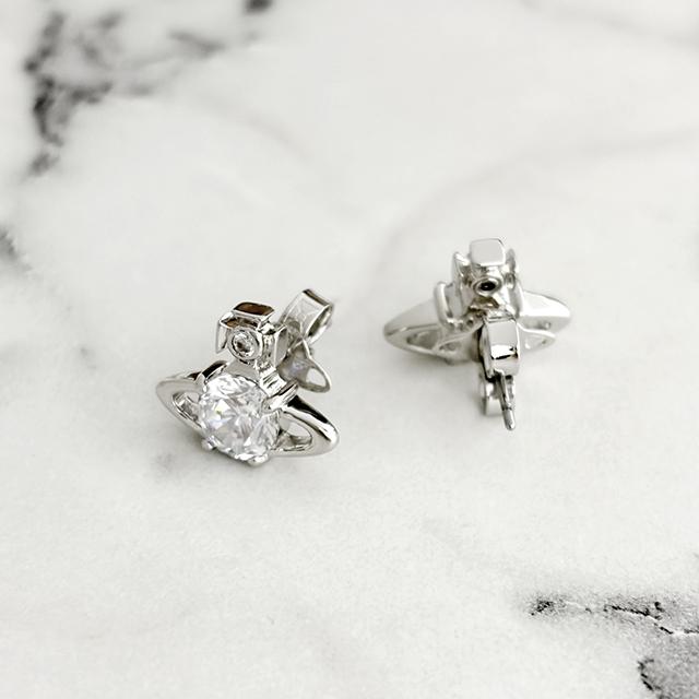 Vivienne Westwood REINA Logo Earrings Silver Tone
