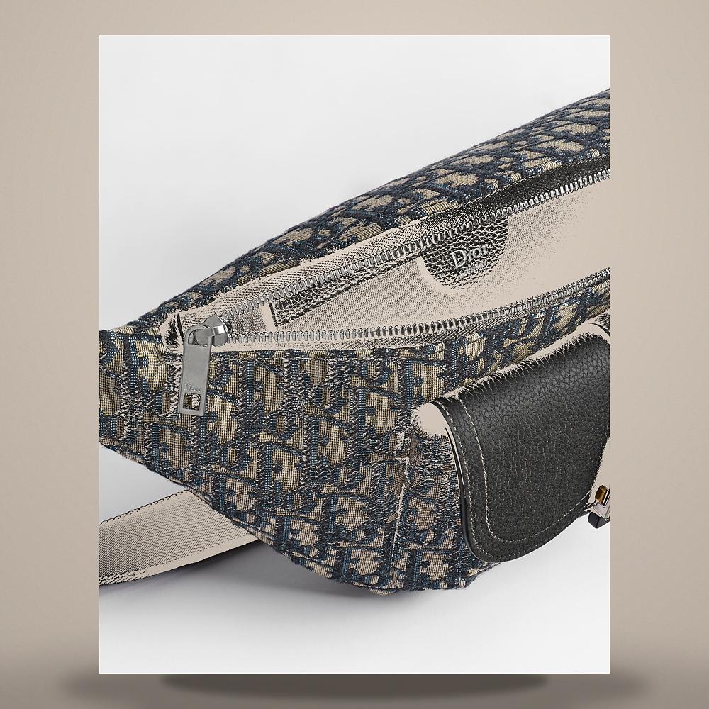 DIOR Saddle Heritage Belt Bag Beige/Black Oblique Jacquard Black 1ADBO097YKVH27E