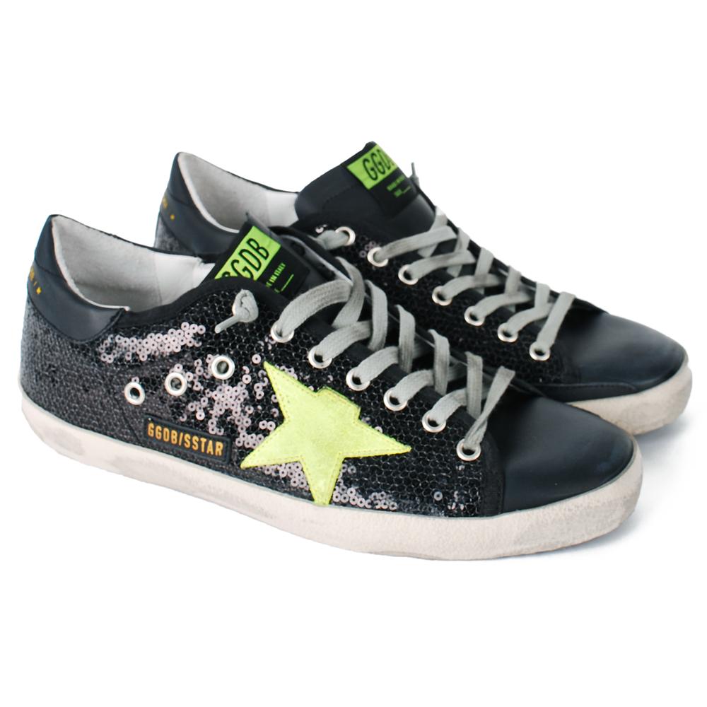 GOLDEN GOOSE Black Neon Superstar Low-Top Sneakers GMF00101 F000626 90191