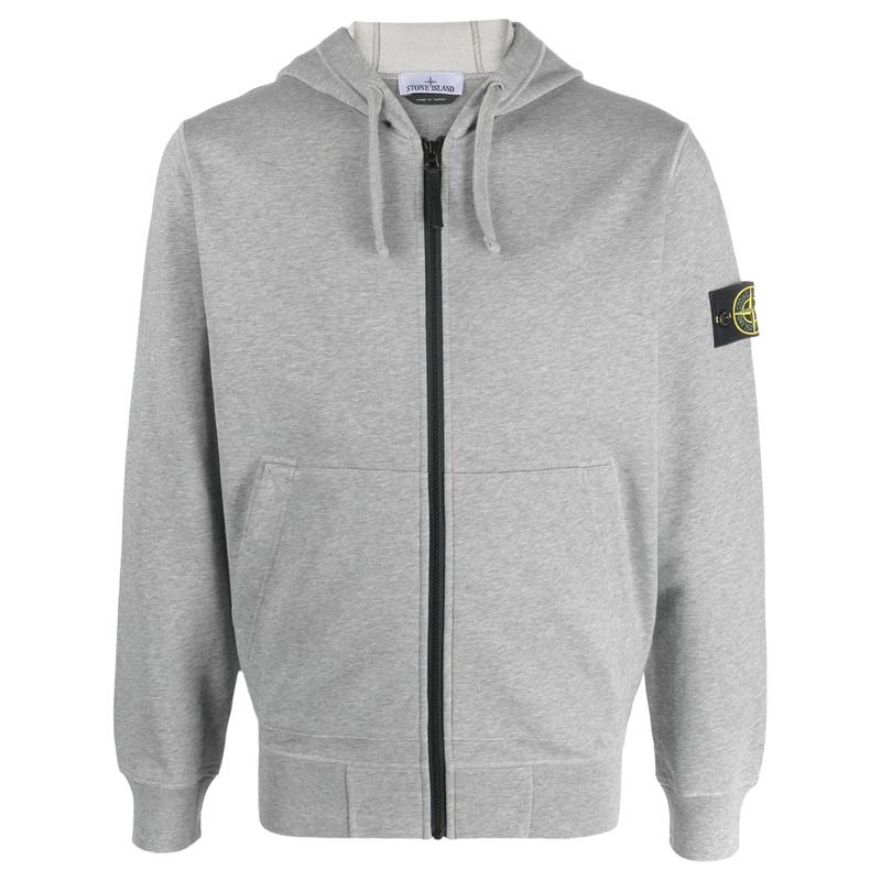 STONE ISLAND Logo Patch Men’s Zip Hoodie Jacket Navy Cotton