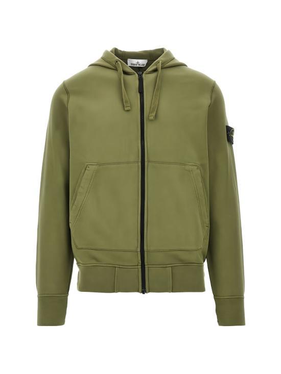 STONE ISLAND Organic Cotton Fleece Regular Fit Zip Hoodie Sweatshirt