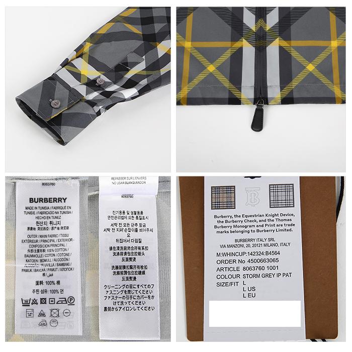 BURBERRY Mix Check Zip-Up Long Sleeve Shirt