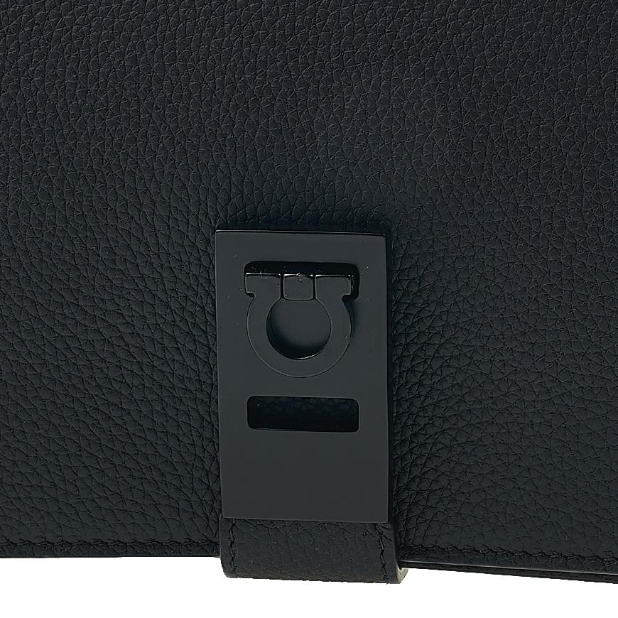 Ferragamo Men's Gancini Buckle Belt Bag 24 1313 NERO CALF 0763940