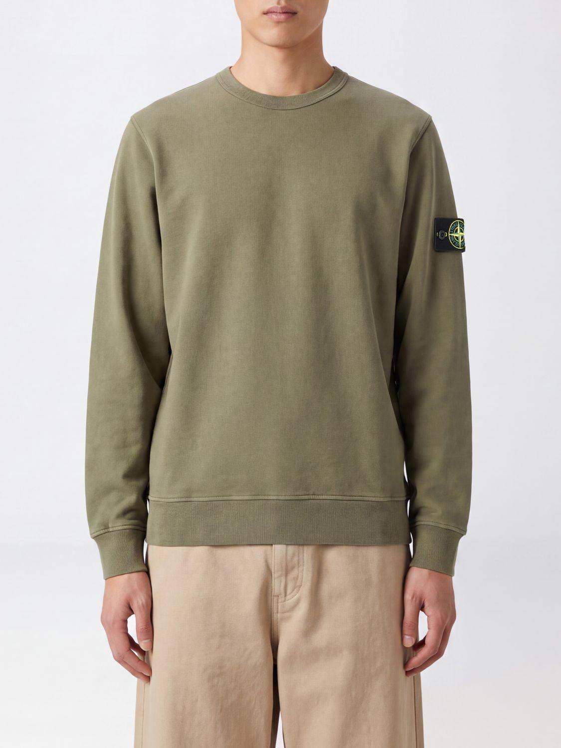 STONE ISLAND Gray Cotton Logo Sweatshirt