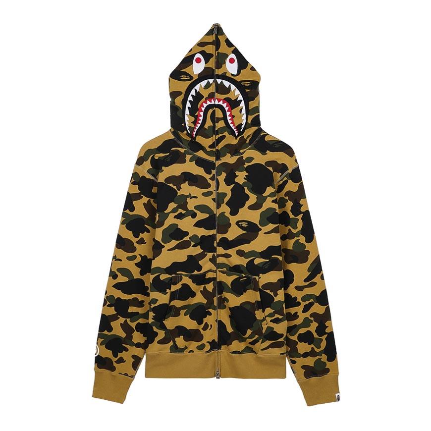 BAPE First Camo Shark Full Zip Hoodie Yellow Men’s 001 ZPM 301007 MYEL