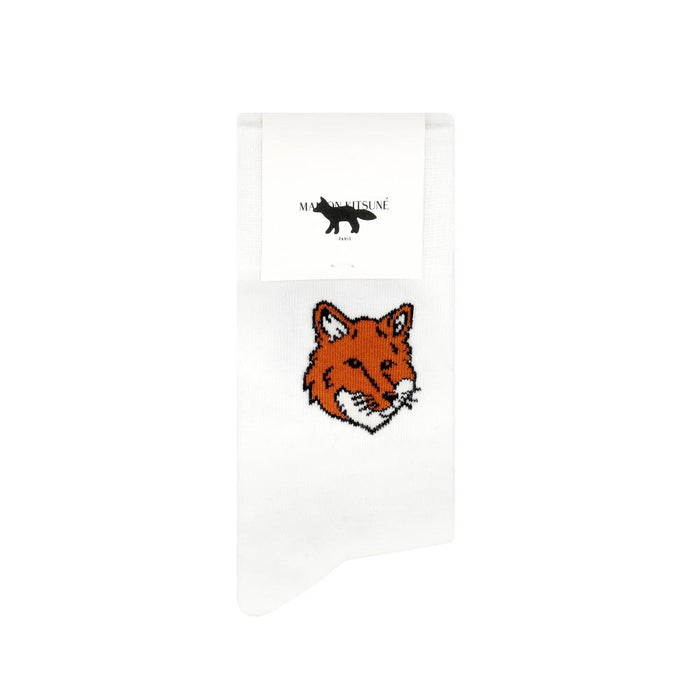 Maison Kitsune Unisex Cotton Socks White PM06400 KT0010 P100