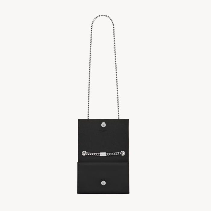 Saint Laurent Black Grain de Poudre Kate Small Shoulder Bag Silver-tone