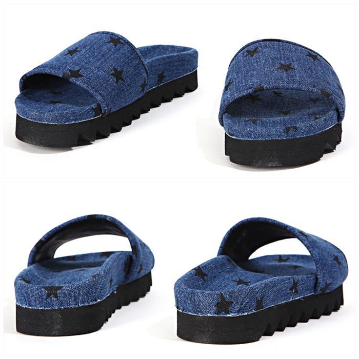 joshua sanders Black Star Denim Slide Sandals