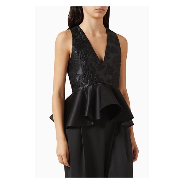 GANNI Satin Cloqué Peplum Top A1040097 099