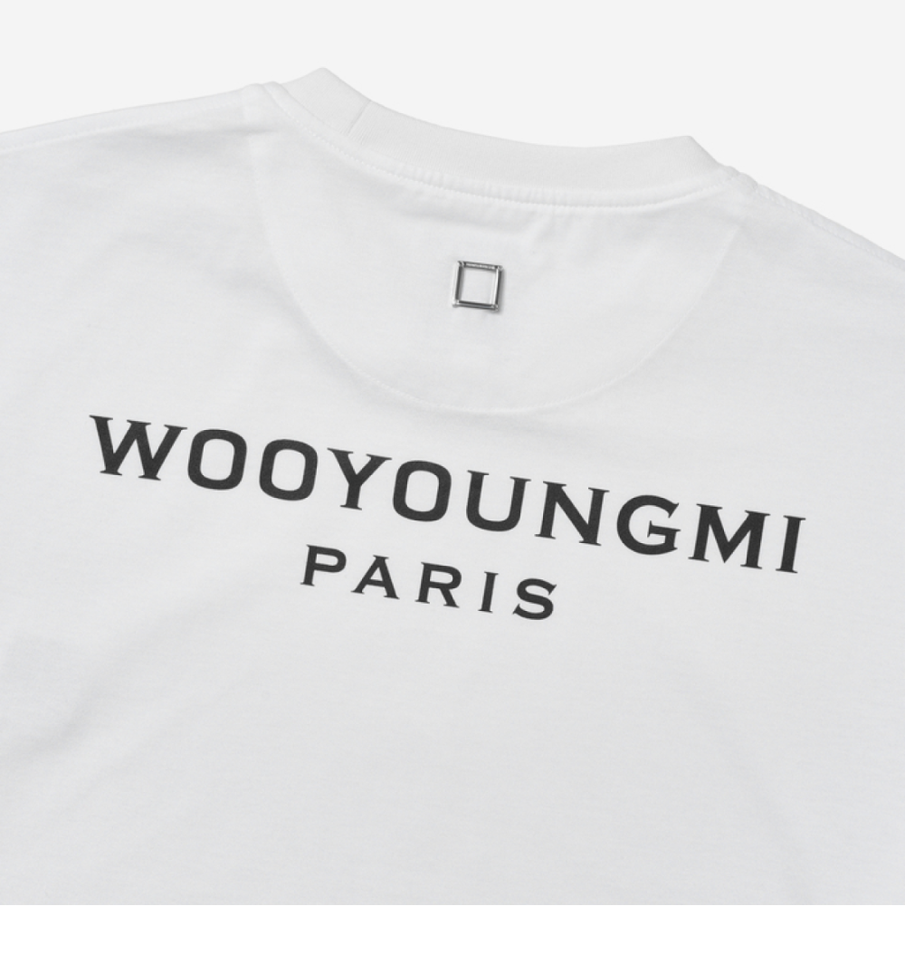 WOOYOUNGMI Cotton Back Logo T-Shirt White Short Sleeve Men's