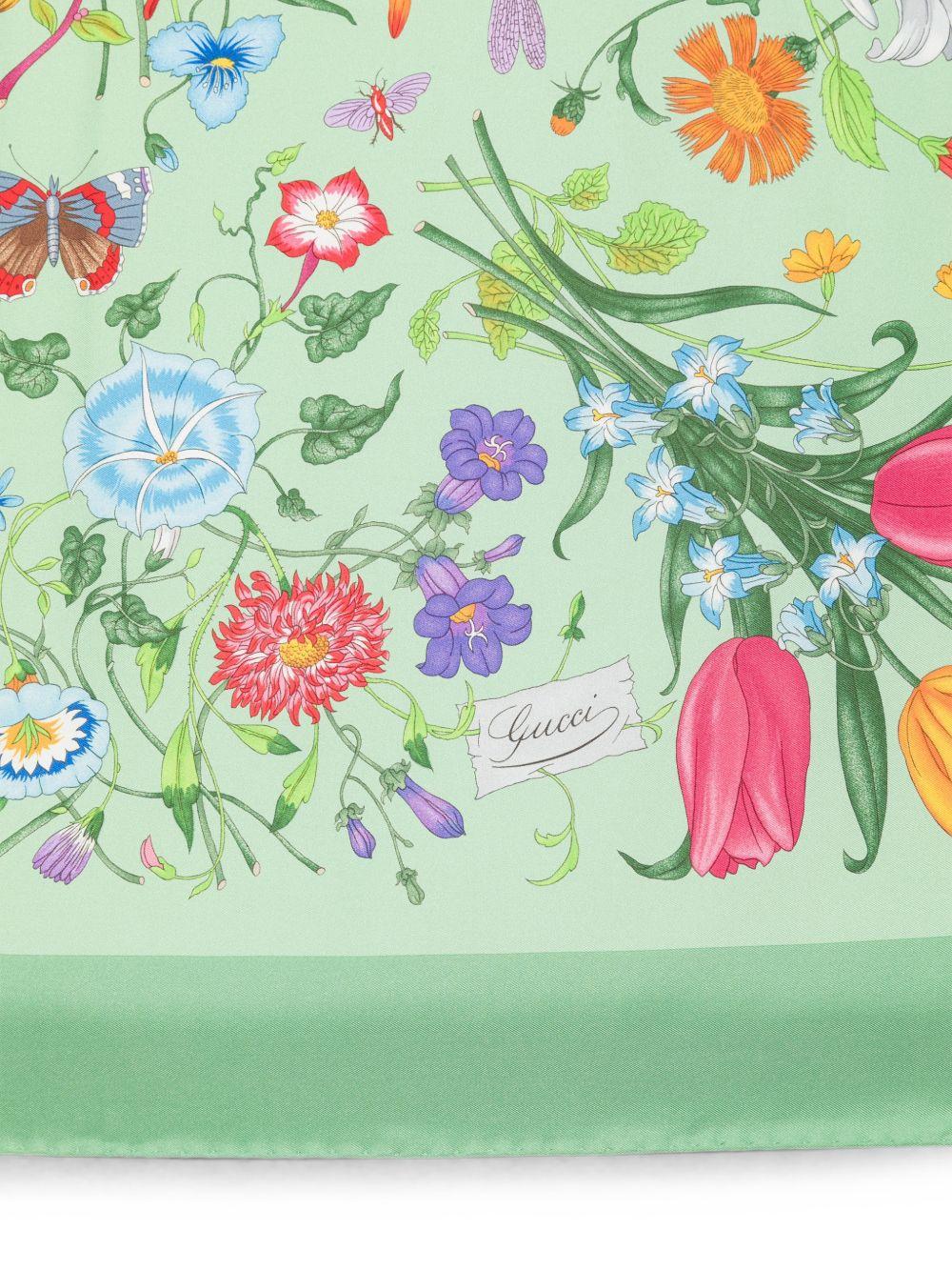 GUCCI Silk Logo Print Scarf