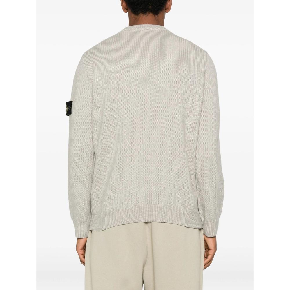 STONE ISLAND Winter Cotton Crewneck Knit Sweater for Men Navy