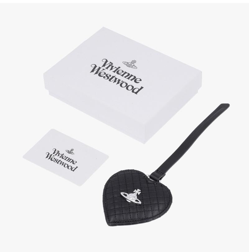 Vivienne Westwood Black Leather Orb Keyring for Women