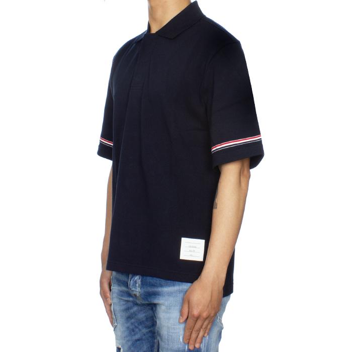 THOM BROWNE Cotton Rugby Polo T-Shirt Navy