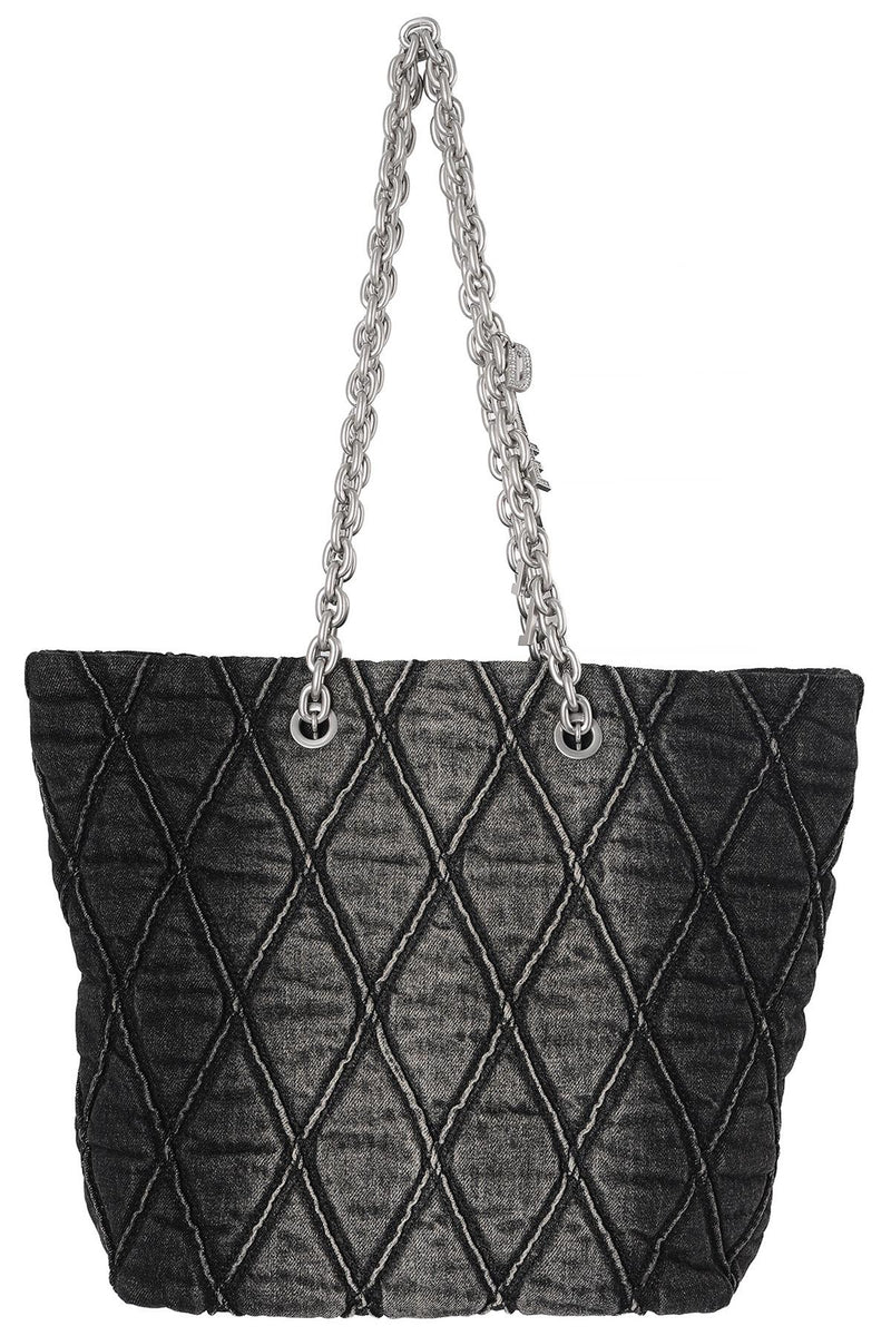 DIESEL Black Denim Charmed Shopper M Tote Bag