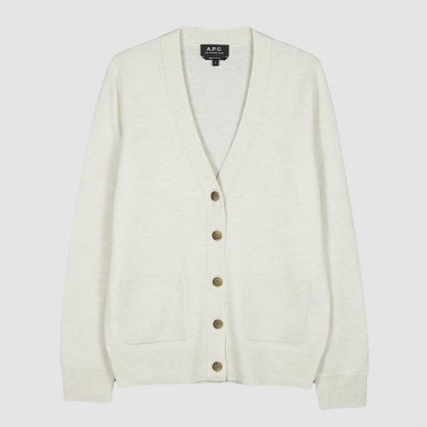 A.P.C. Louisa Wool Cardigan Round Neck Sweater