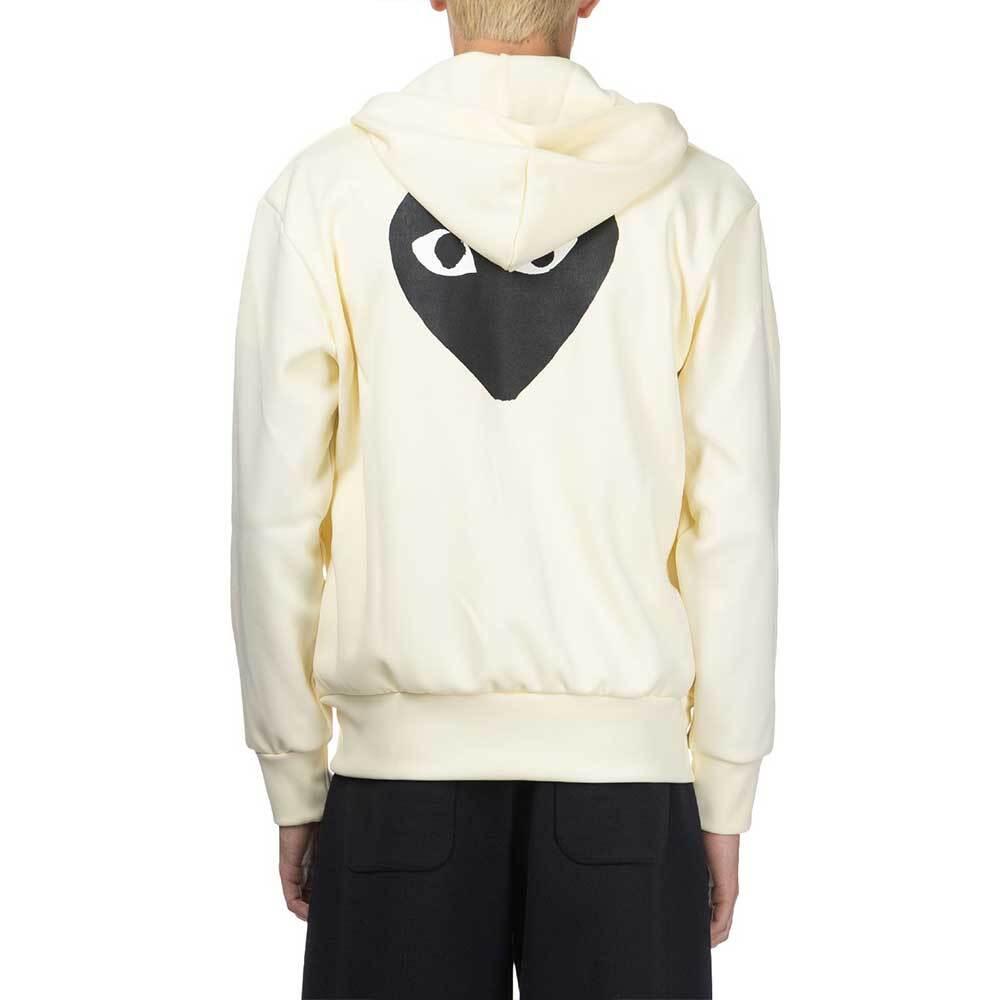 Comme des Garcons Ivory Zip-Up Hoodie Black Heart Unisex
