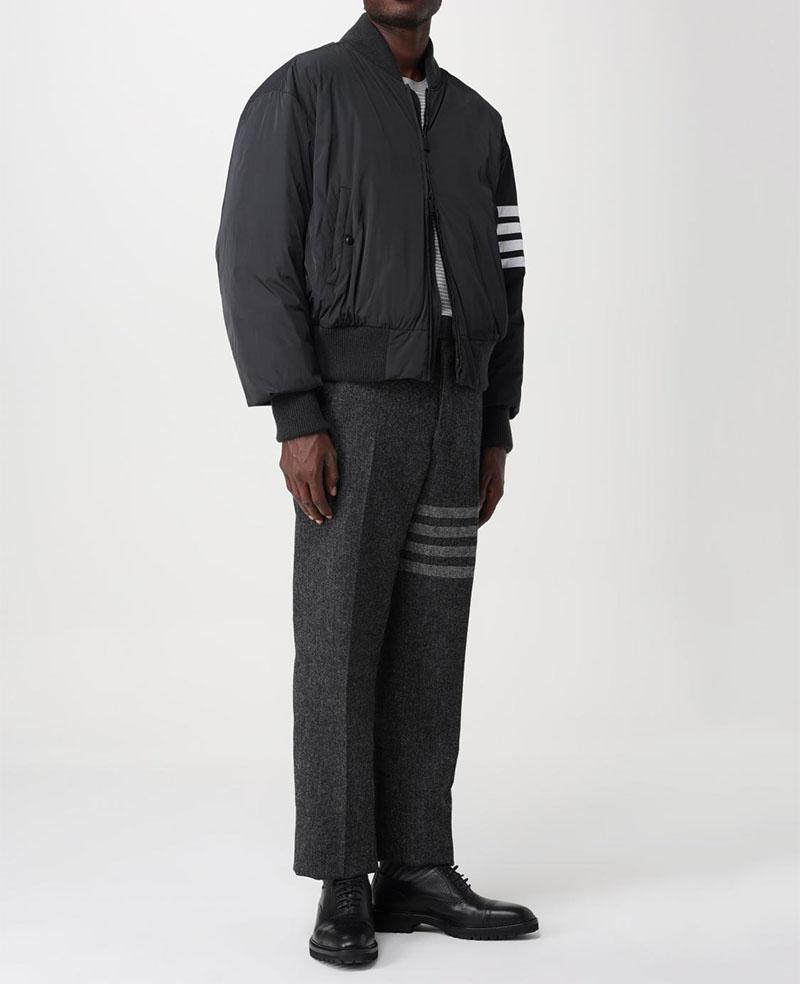 THOM BROWNE Charcoal Oversized Down Bomber Jacket