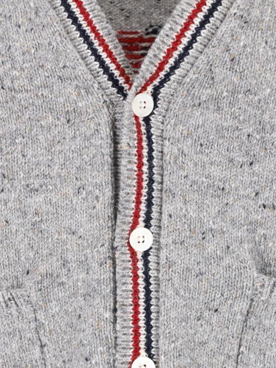 THOM BROWNE Light Grey Donegal Intarsia Hector Patchwork Cardigan