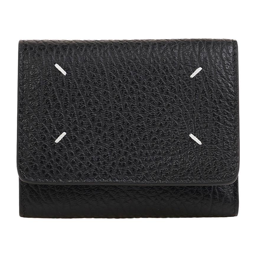Maison Margiela Unisex Four-Stitch Leather Bifold Wallet Black