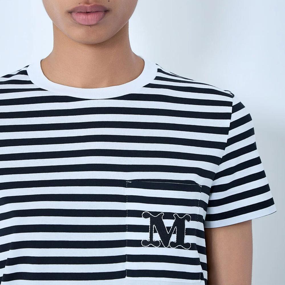 Max Mara Striped Jersey Short Sleeve T-Shirt Black 1941056206 007