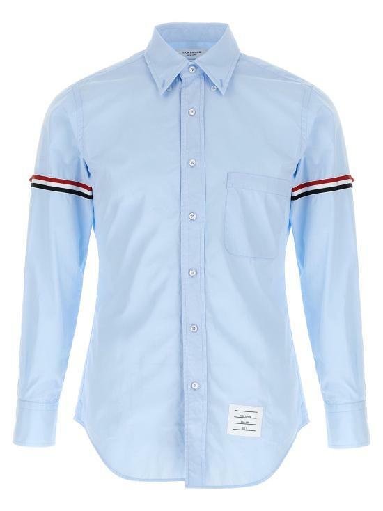 THOM BROWNE RWB Armband Poplin Long Sleeve Shirt Navy
