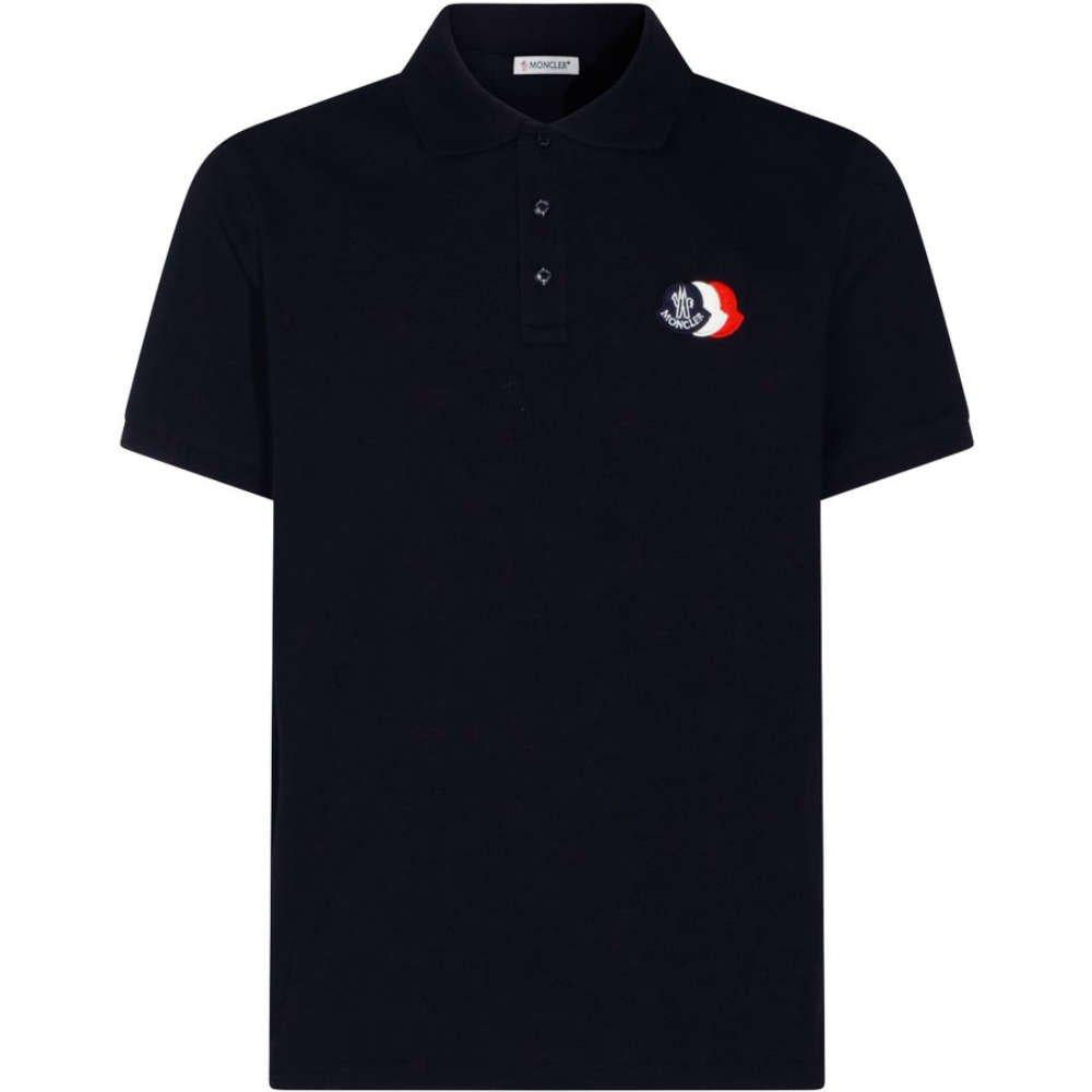Moncler Navy Logo Patch Polo T-Shirt Unisex Cotton