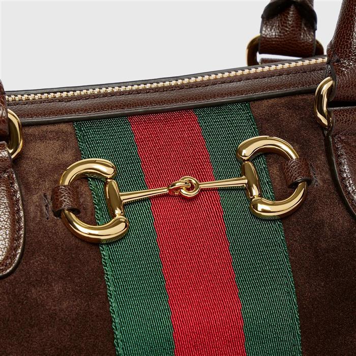 GUCCI Borsetto Medium Boston Bag Brown Leather Shoulder Bag