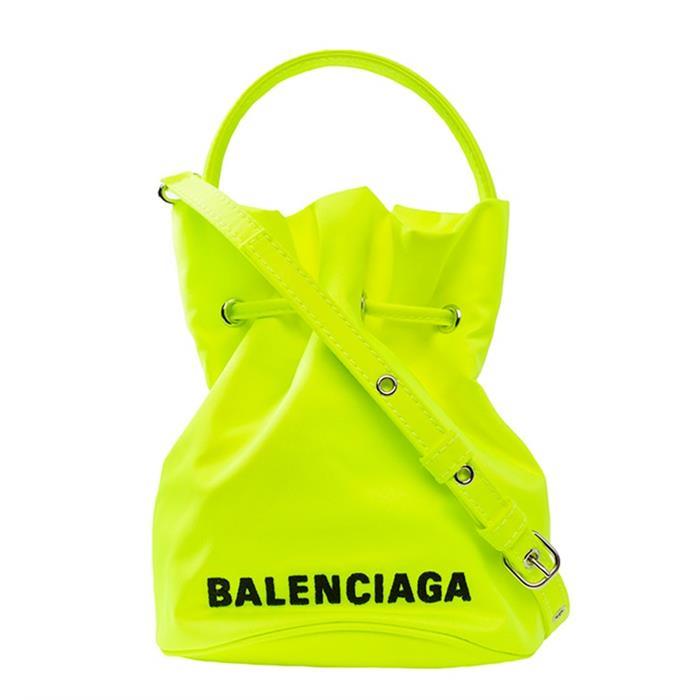BALENCIAGA Wheel Drawstring Bucket Bag Yellow Crossbody 656682