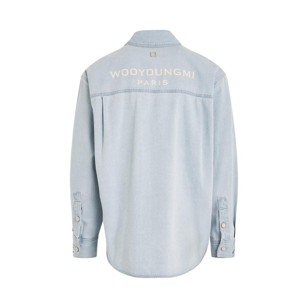 WOOYOUNGMI Light Blue Back Logo Denim Long Sleeve Shirt