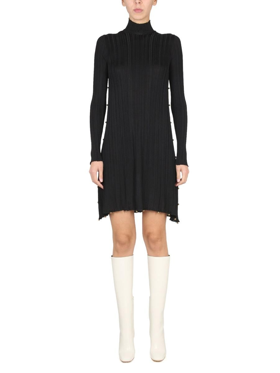 Bottega Veneta Black Long Sleeve Midi Dress