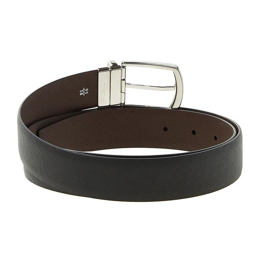 PRADA Men’s Reversible Saffiano Leather Belt Black/Brown