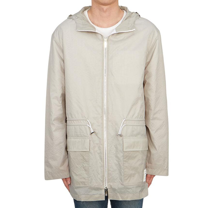 THOM BROWNE Men’s Hooded Windbreaker Jacket, Gray