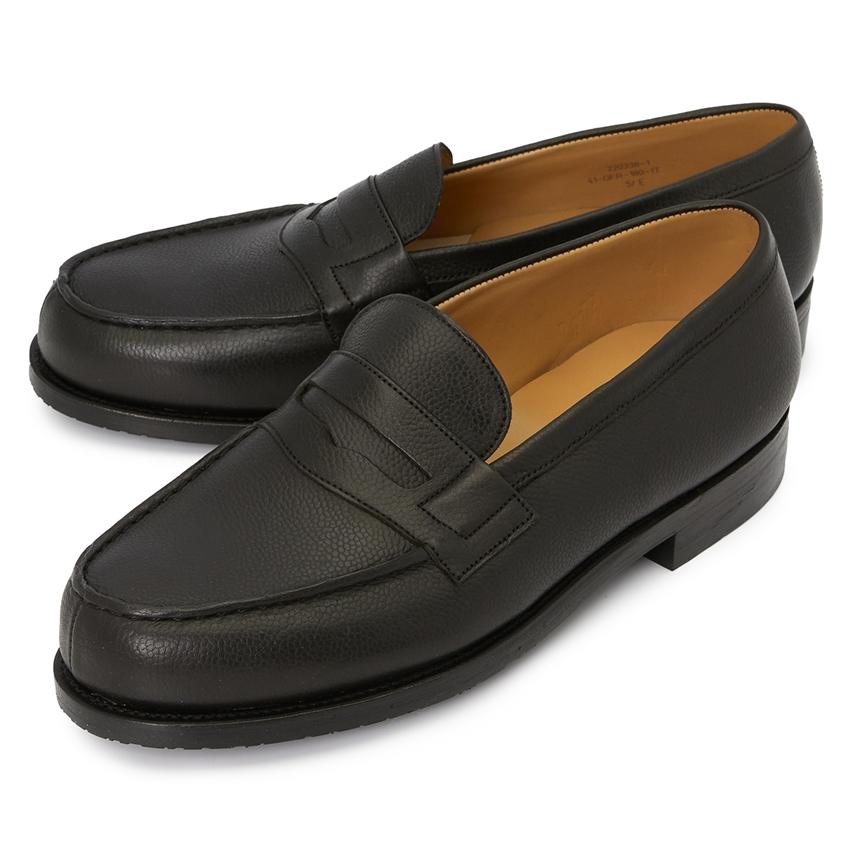 J.M. WESTON 180 E Width Leather Loafers Unisex 1141GFR1801T E BLACK