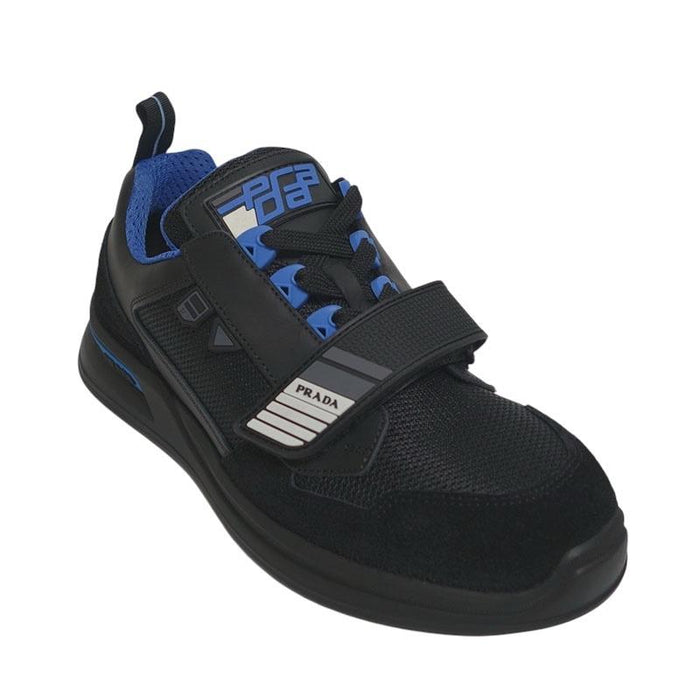 PRADA Men's Black Blue Velcro Low-Top Sneakers 2EG266