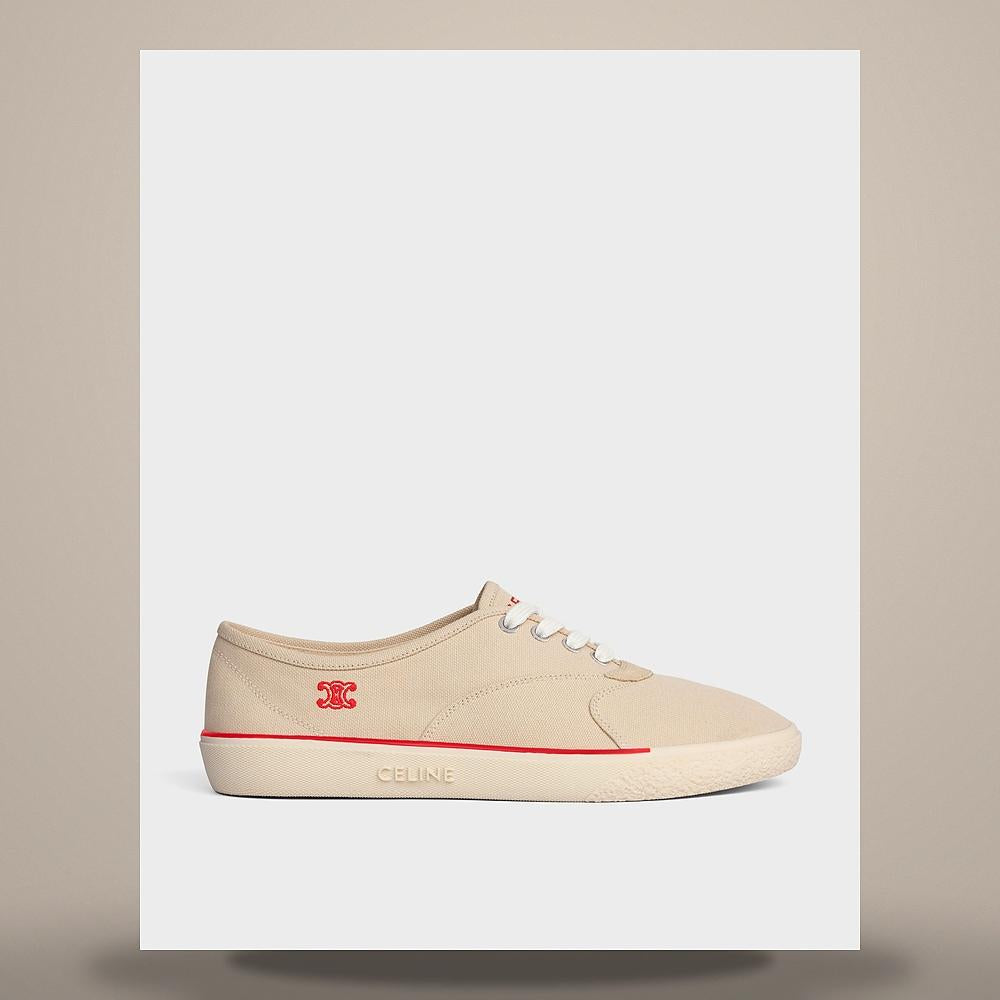CELINE Beige Canvas Suede Calfskin Low-Top Sneakers 368275484C 02BG