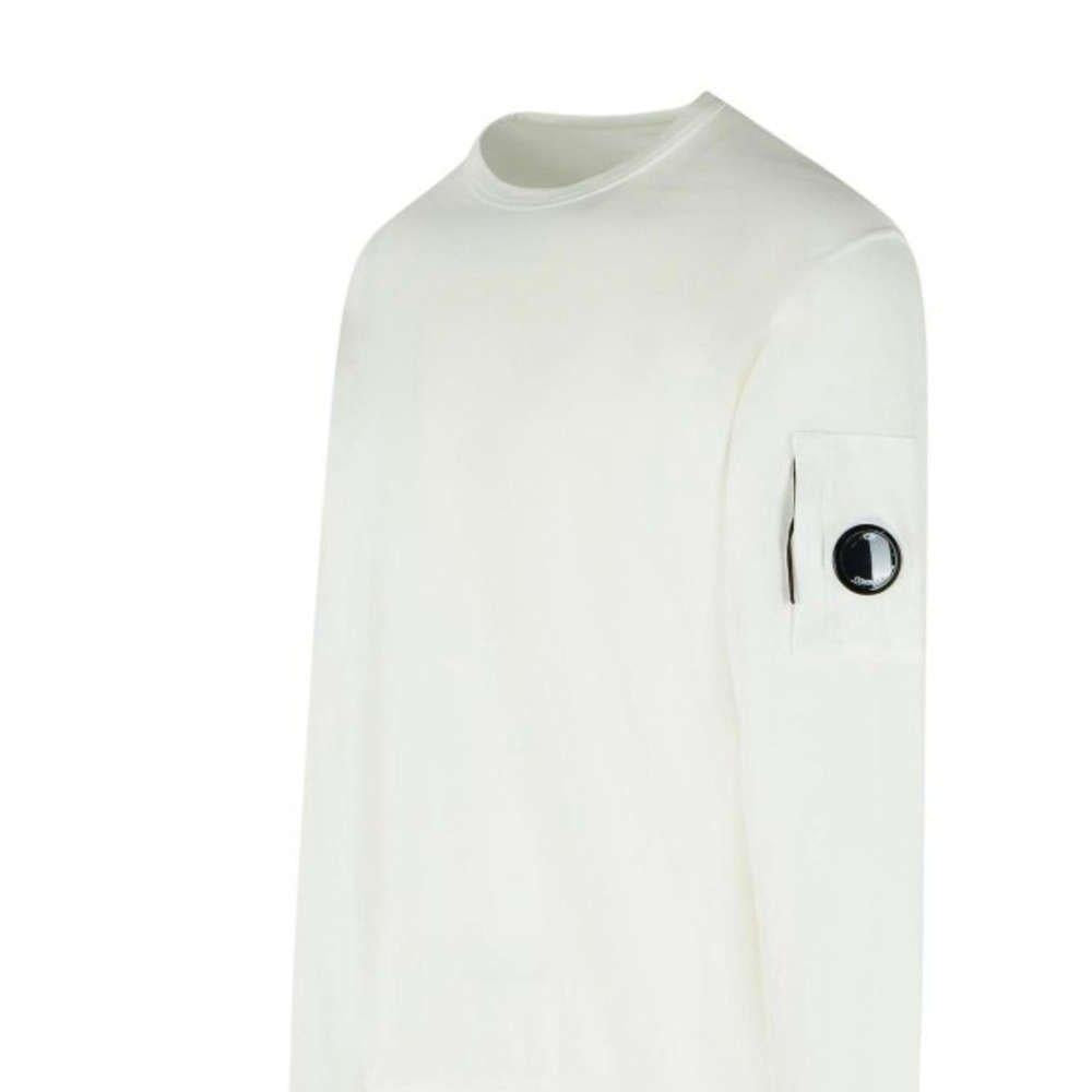 CP Company Light Fleece Crewneck Lens Sweatshirt White Unisex
