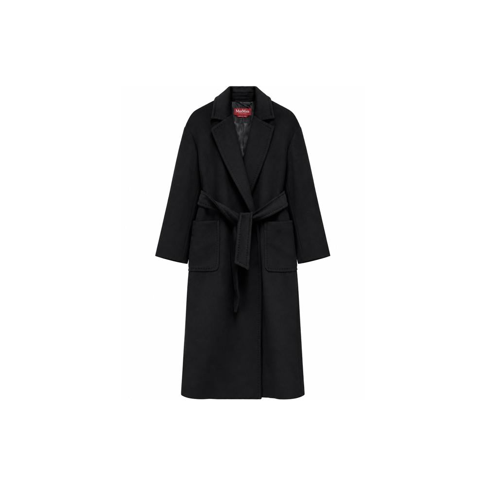 Max Mara Belted Long Wool Coat Black 262601 6092