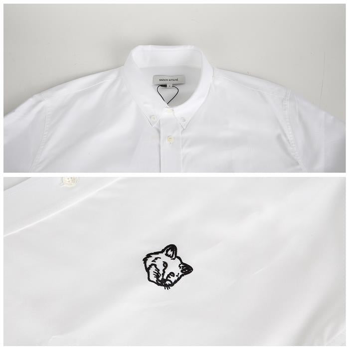 Maison Kitsune Contour Fox Head Casual Button-Down Long Sleeve Shirt