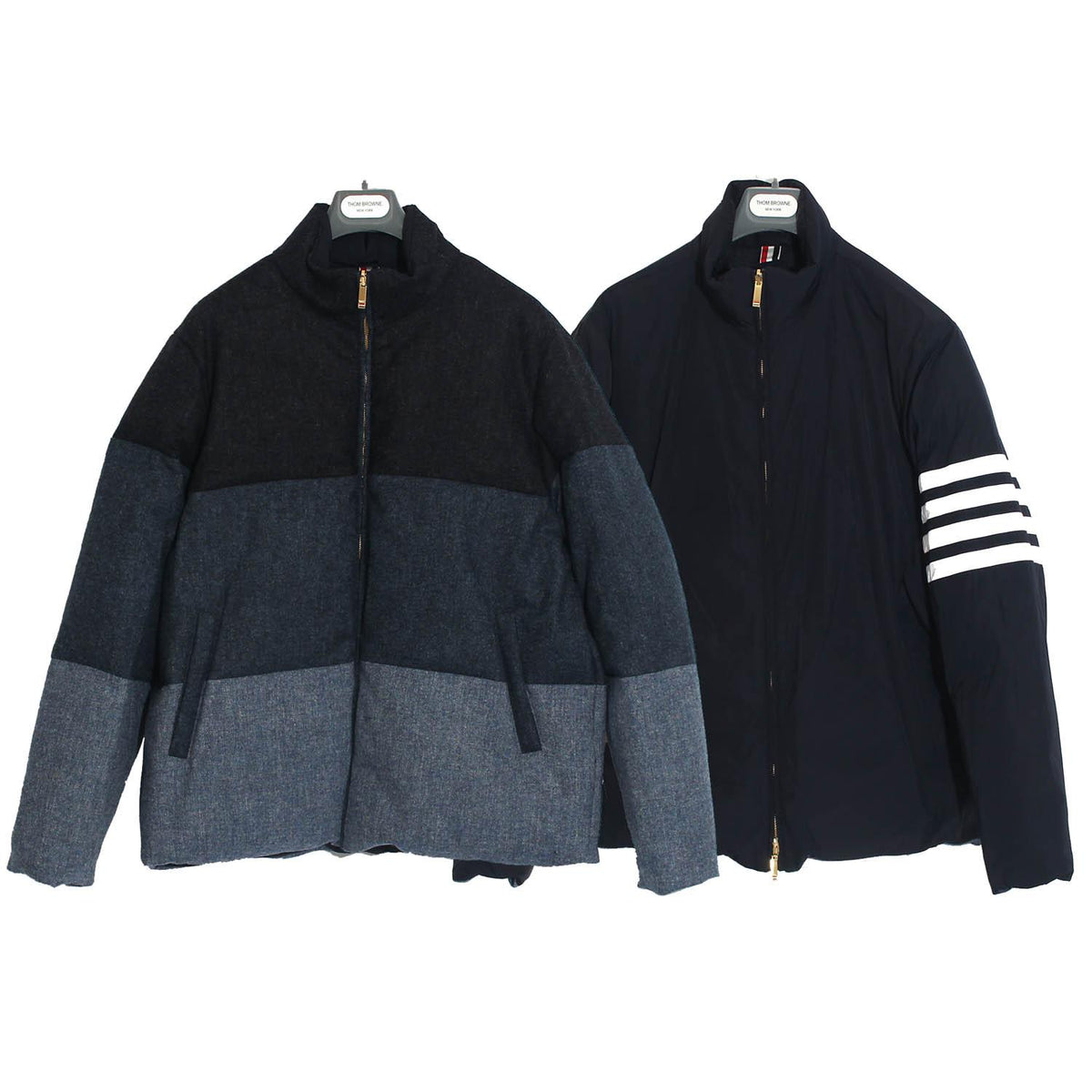 THOM BROWNE Men's 4 Bar Reversible Down Puffer Jacket Navy MJD091X 415