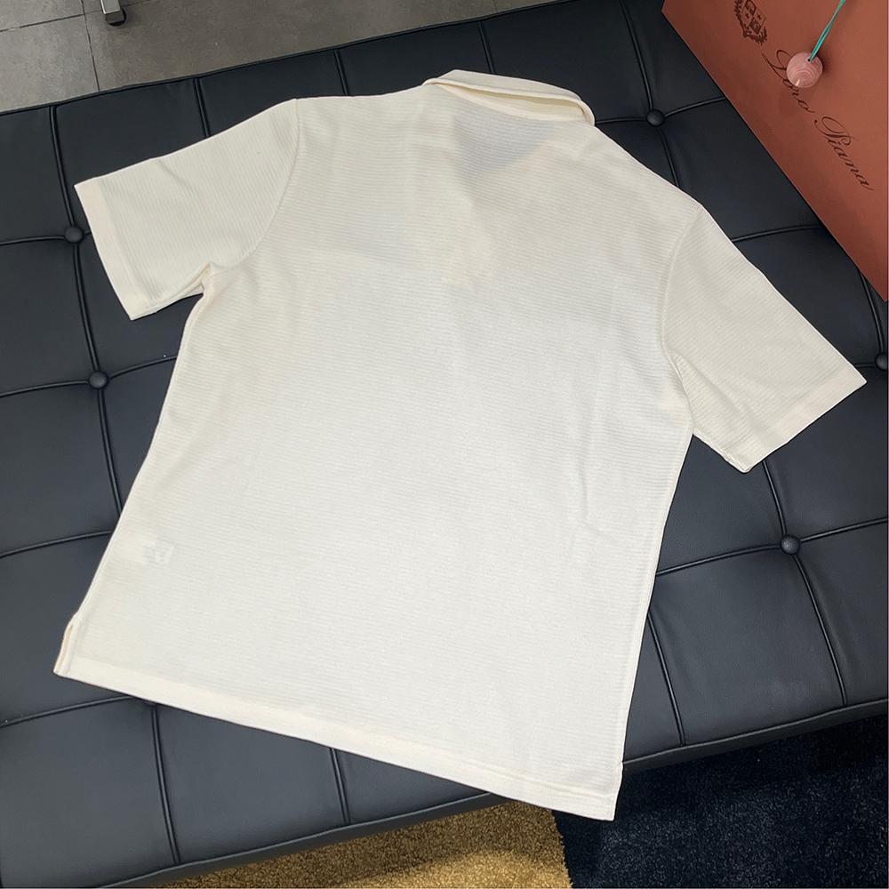 Loro Piana Perlé de Ope Cotton Polo Shirt Ivory Men’s
