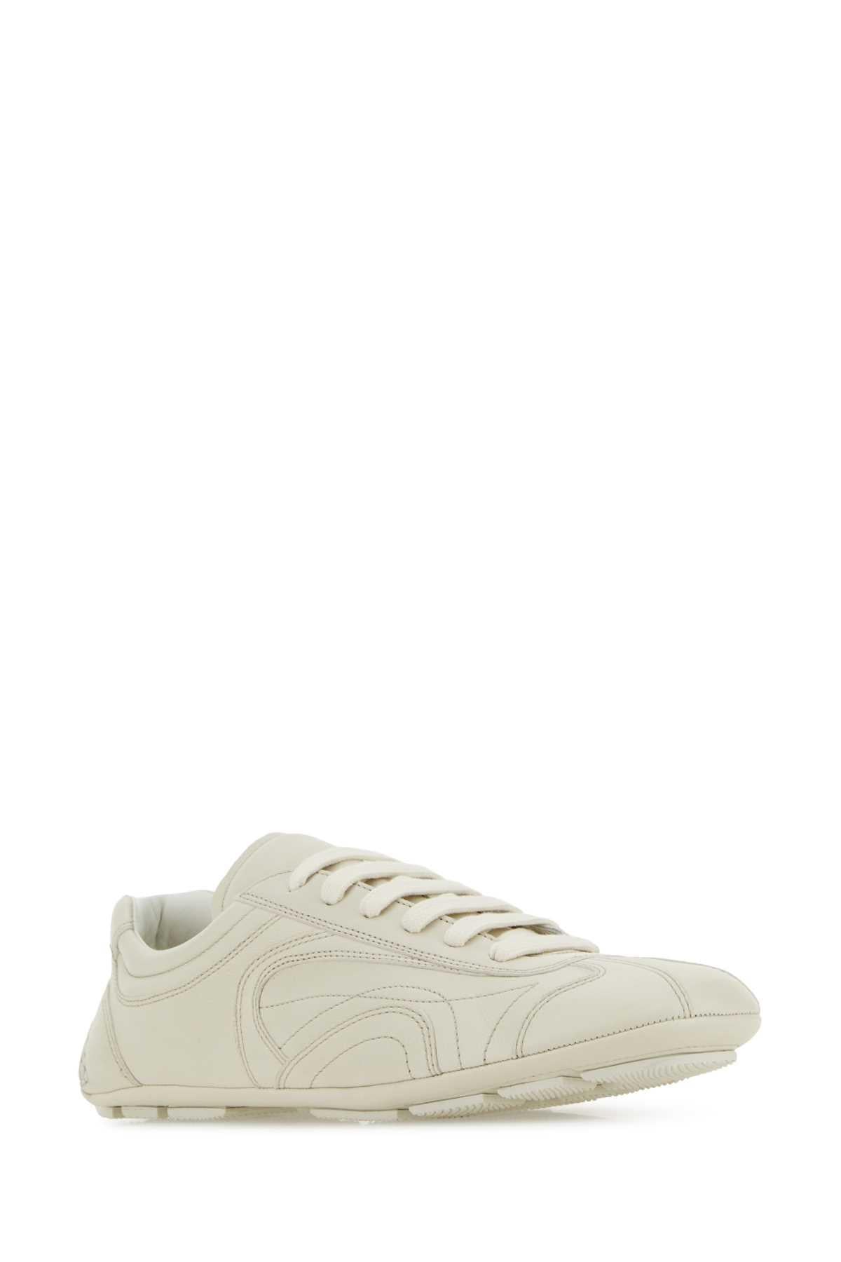 PRADA White Leather Low Top Sneakers