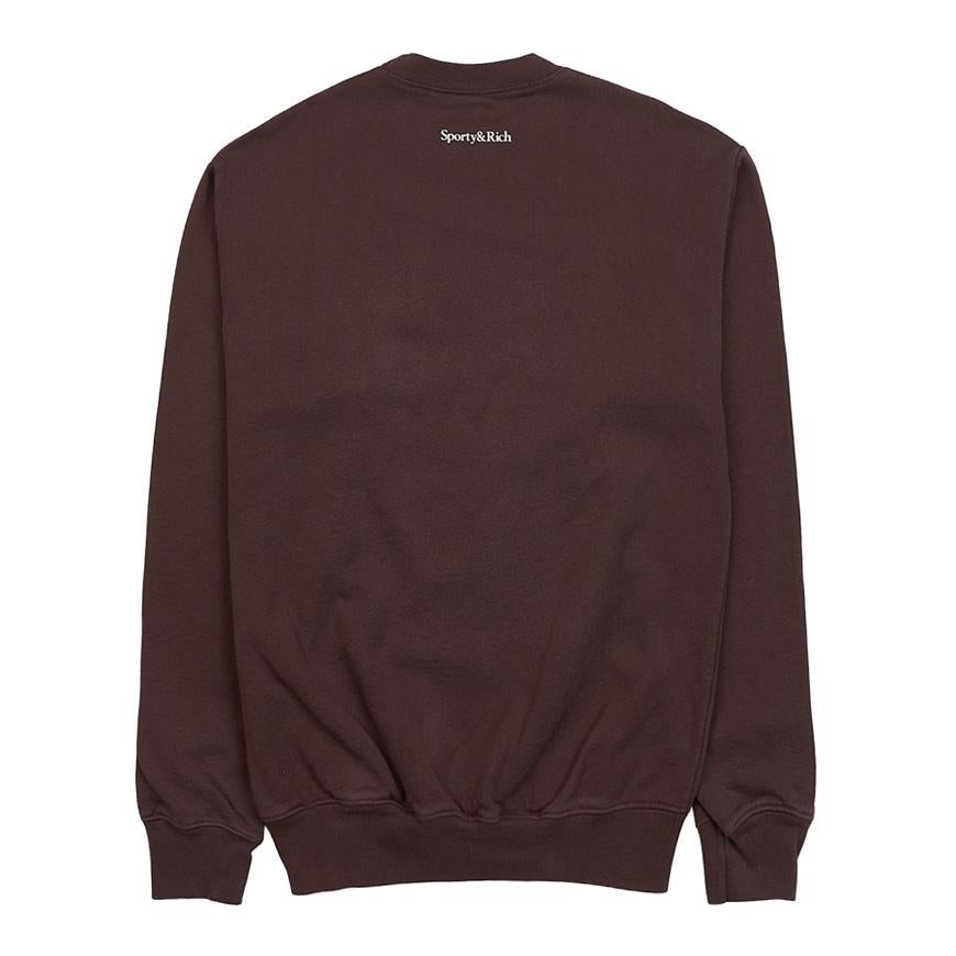 SPORTY&RICH Women's Wellness Club WELLNESS CLUB FLOCKED CREWNECK CHOCOLATE CREAM