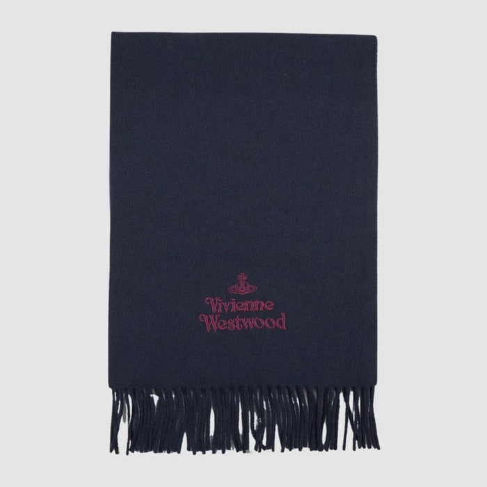 Vivienne Westwood Wool Logo Scarf Navy Unisex