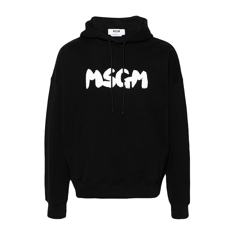 MSGM Logo Hoodie Black Men’s Pullover Sweatshirt