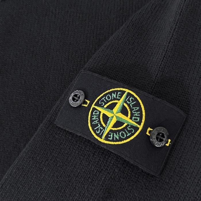 STONE ISLAND Woven Patch Signature Crewneck Knit Sweater Black Navy