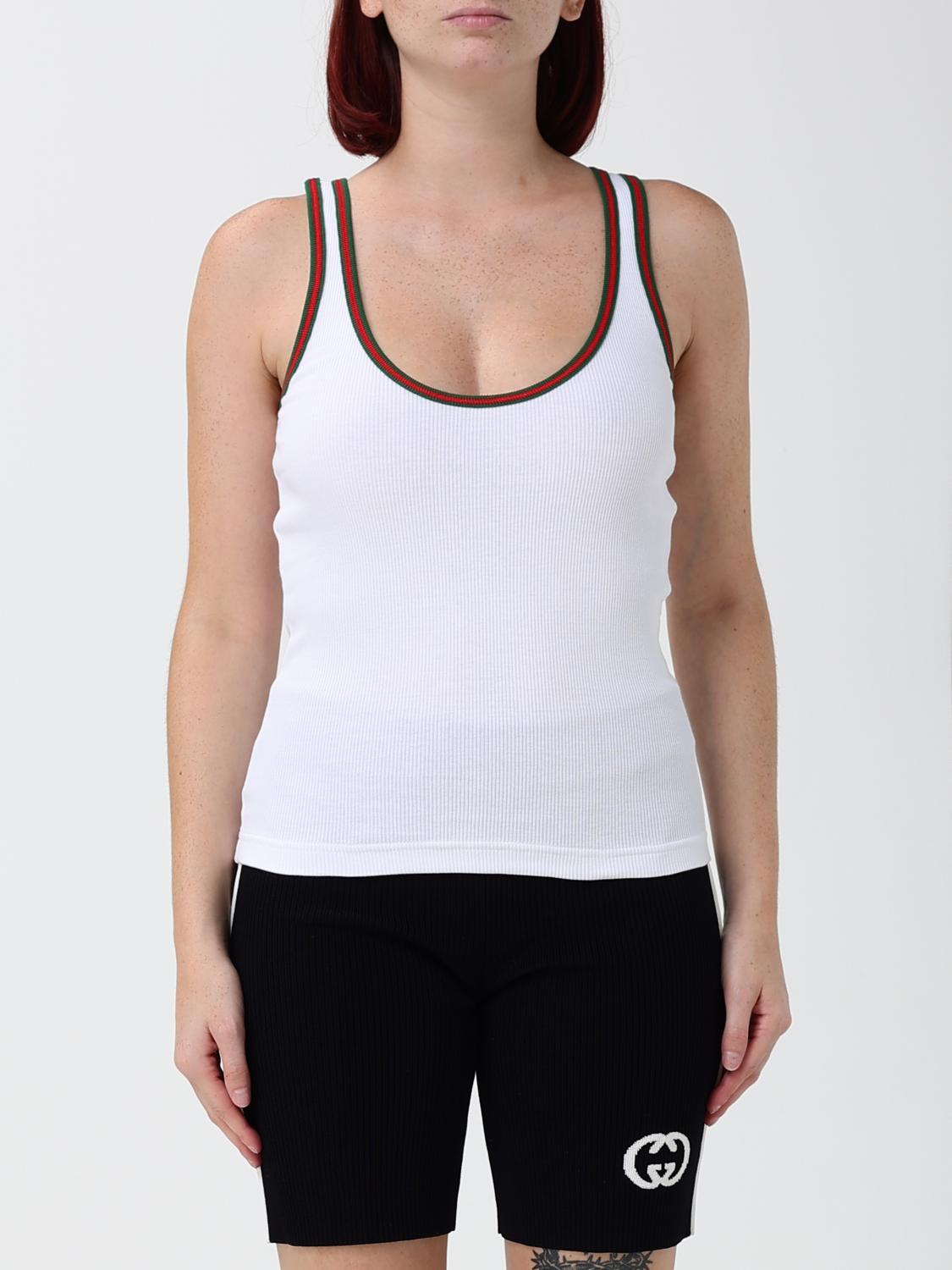 GUCCI White Cotton Tank Top Sleeveless Shirt